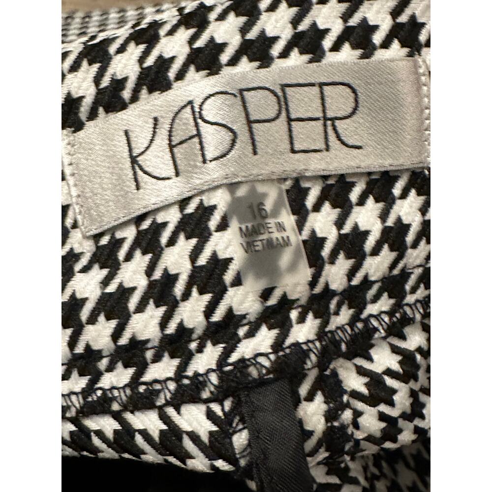 Kasper Women's Black White Houndstooth Mid Rise Straight Leg Pants Size 16 - Picture 3 of 5